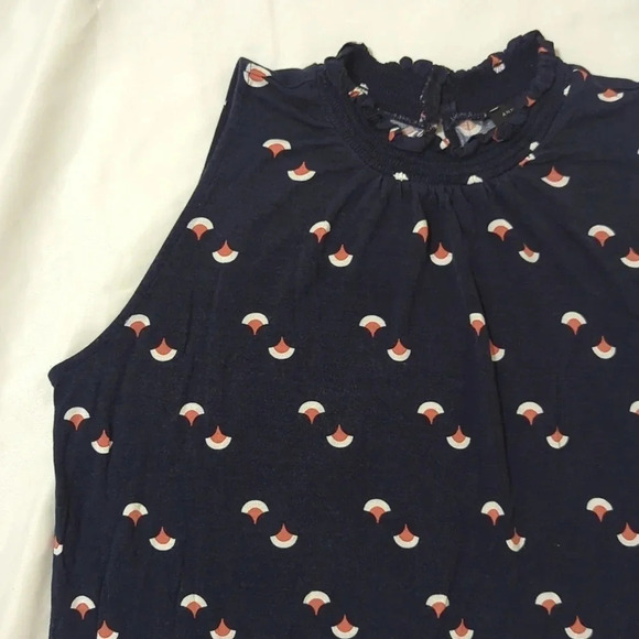 Ann Taylor Sleeveless Top, Color Blue/White/Tan Size XS - Picture 4 of 13